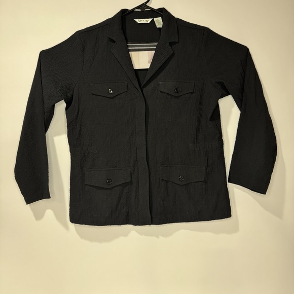 Orvis Jackets & Blazers - Orvis Women's Black Textured Safari/utility Jacket. Lightweight Size L Crinkle